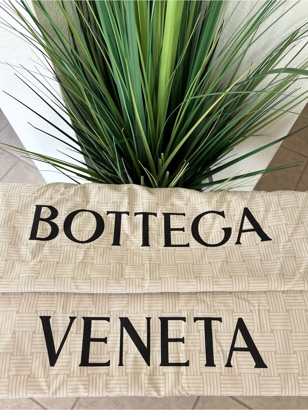 Bottega Veneta Extra Large Beige and Black Logo Dust Bag